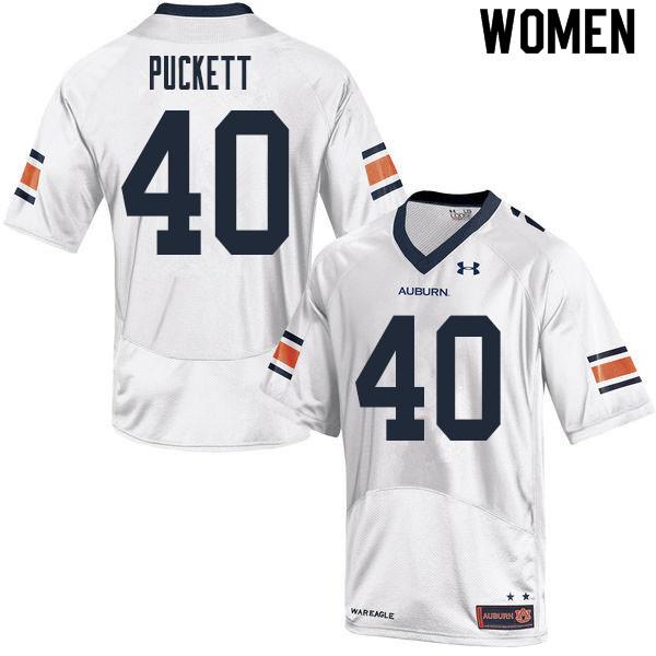 Women #40 Jacoby Puckett Auburn Tigers College Football Jerseys Sale-White - Click Image to Close